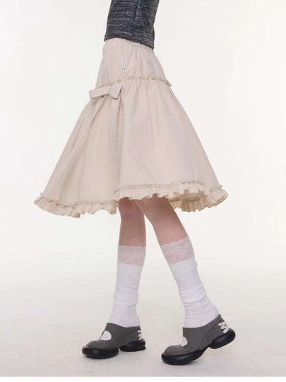 Retro Khaki A-Line Slimming Skirt【s0000015425】