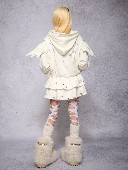 Sticker Angel Wing Sweatshirt Dress【s0000018742】