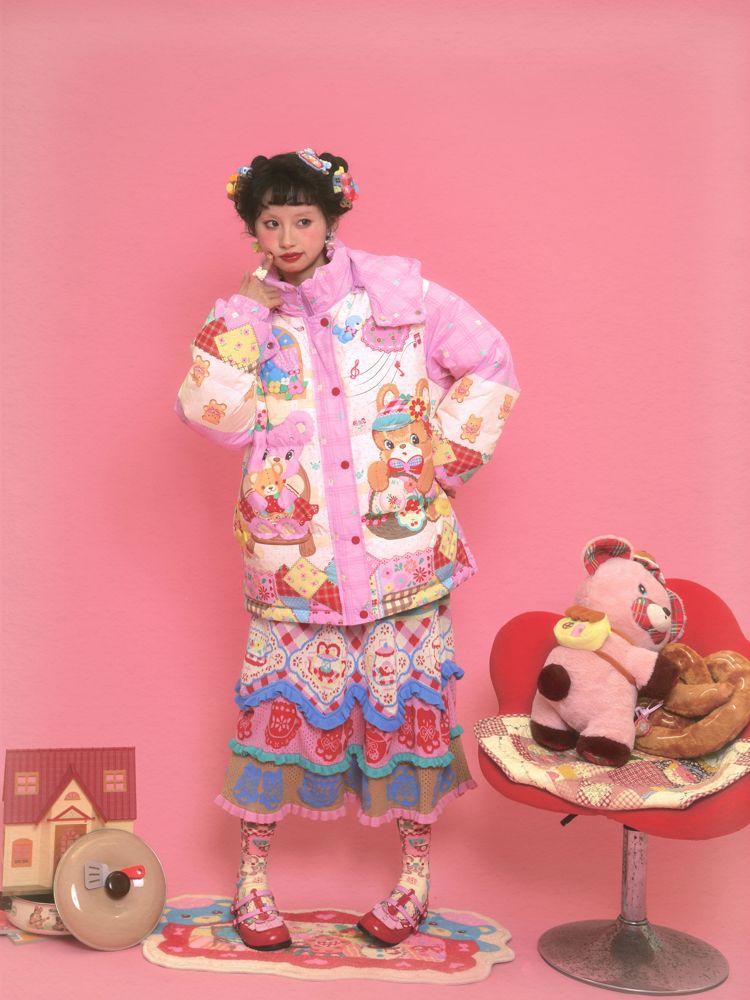 곰 핑크 따뜻한 후드 재킷 [S0000011331]