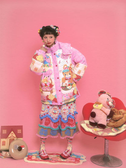 곰 핑크 따뜻한 후드 재킷 [S0000011331]