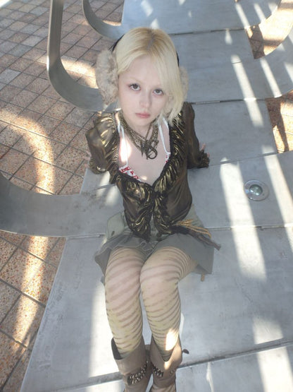 Striped irregular print 10D ultra-thin stockings【s0000013176】