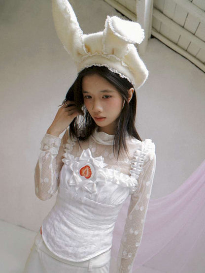 Polka Dot Strawberry Badge Camisole Top【s0000014939】