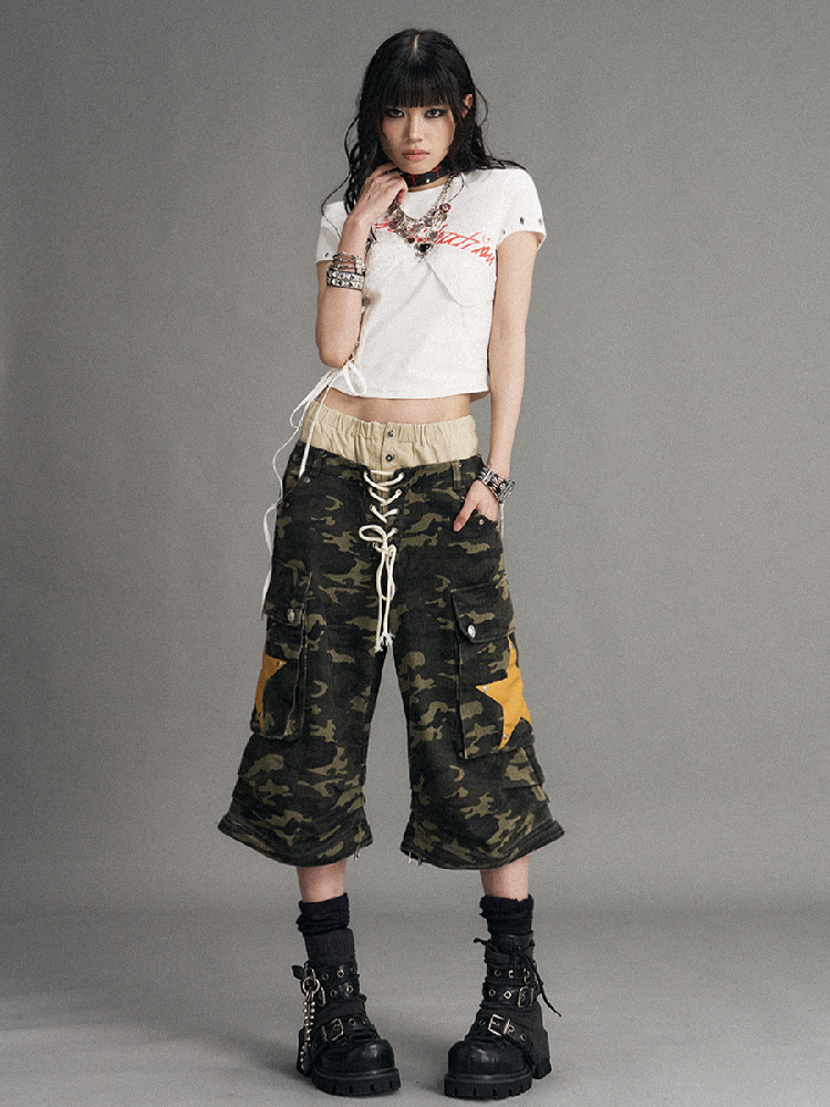 Double Waist Camouflage Wide Leg Pants【s0000017773】