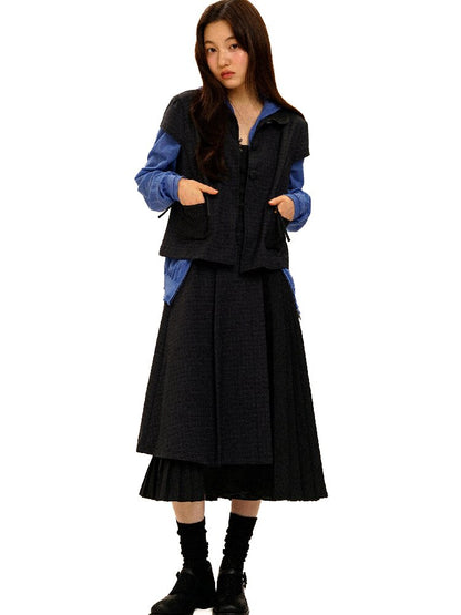 Plaid Puff Sleeve Skirt Set【s0000017925】