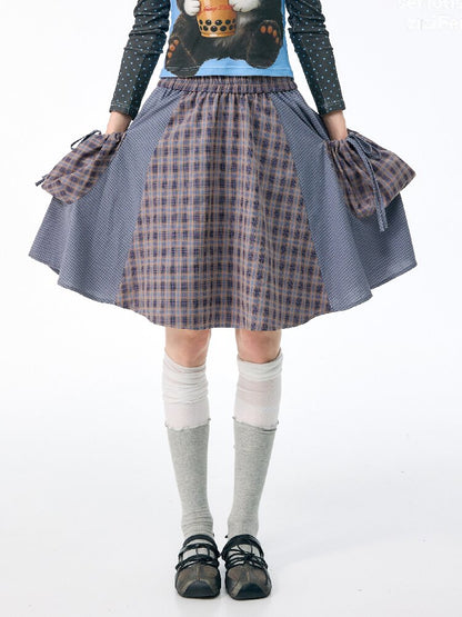 Vintage Plaid Patchwork Midi Skirt【s0000017871】