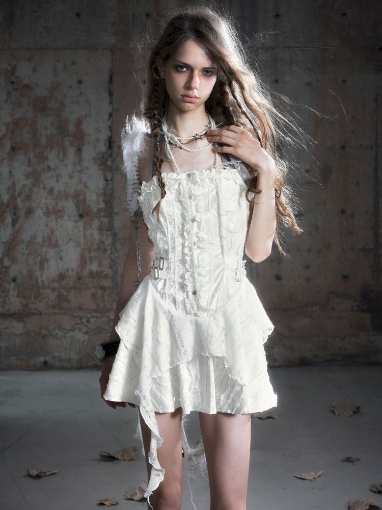 Patchwork Lattice Waisted Dress【s0000013889】