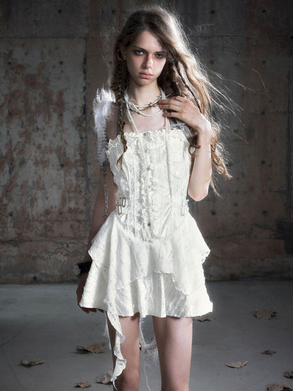 Patchwork Lattice Waisted Dress【s0000013889】