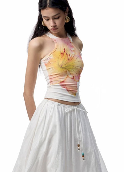 Floral Printing Hot Rhinestone Work Vest【s0000012406】