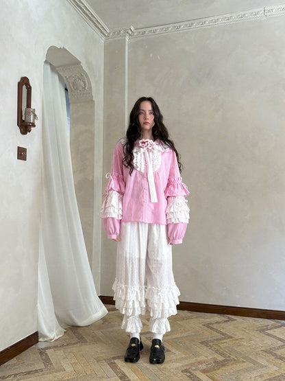 Cute bubble multi-layered lace bows pants【s0000012765】