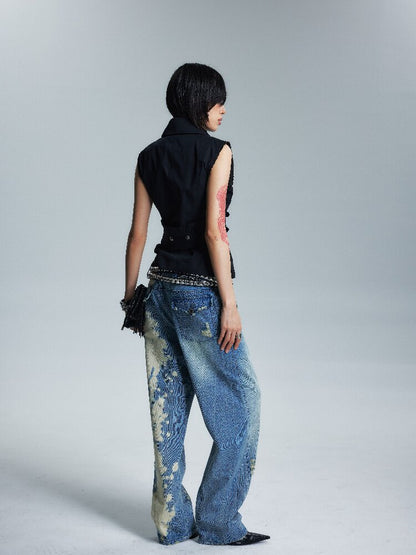 Low Rise Distressed Denim Trousers【s0000017002】