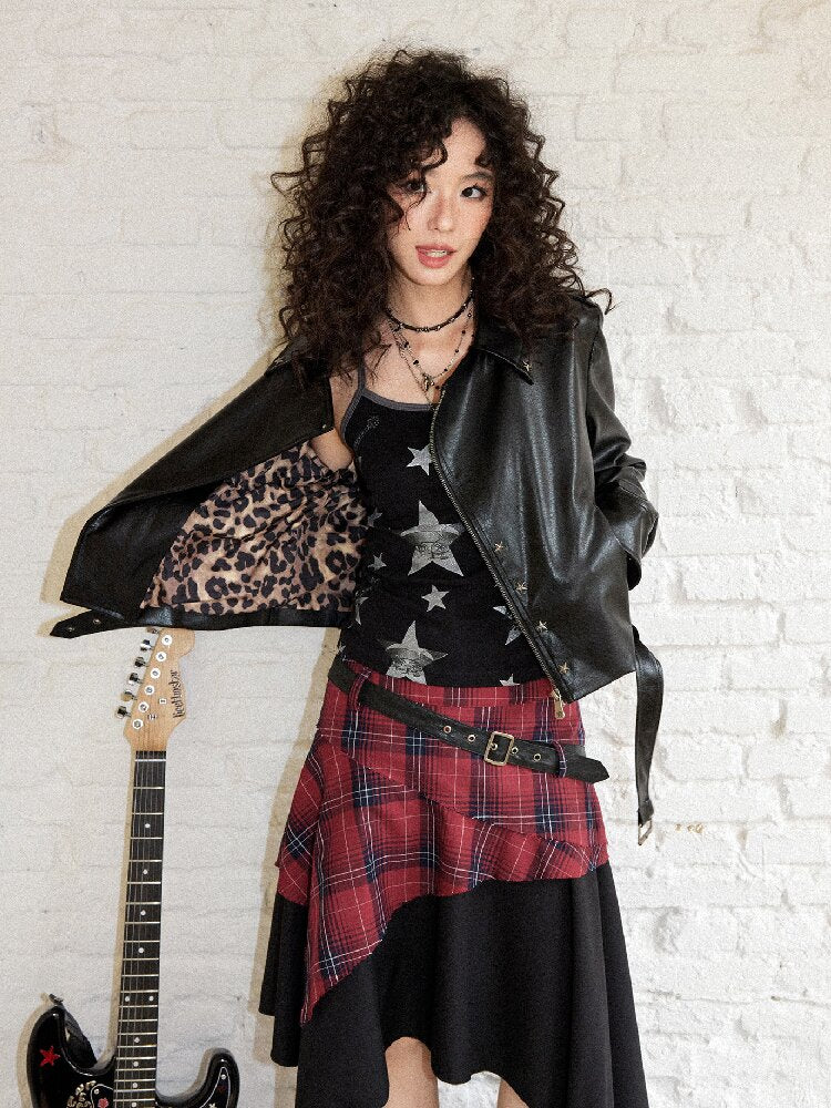Sleek Rock Star Leather Jacket【s0000017903】
