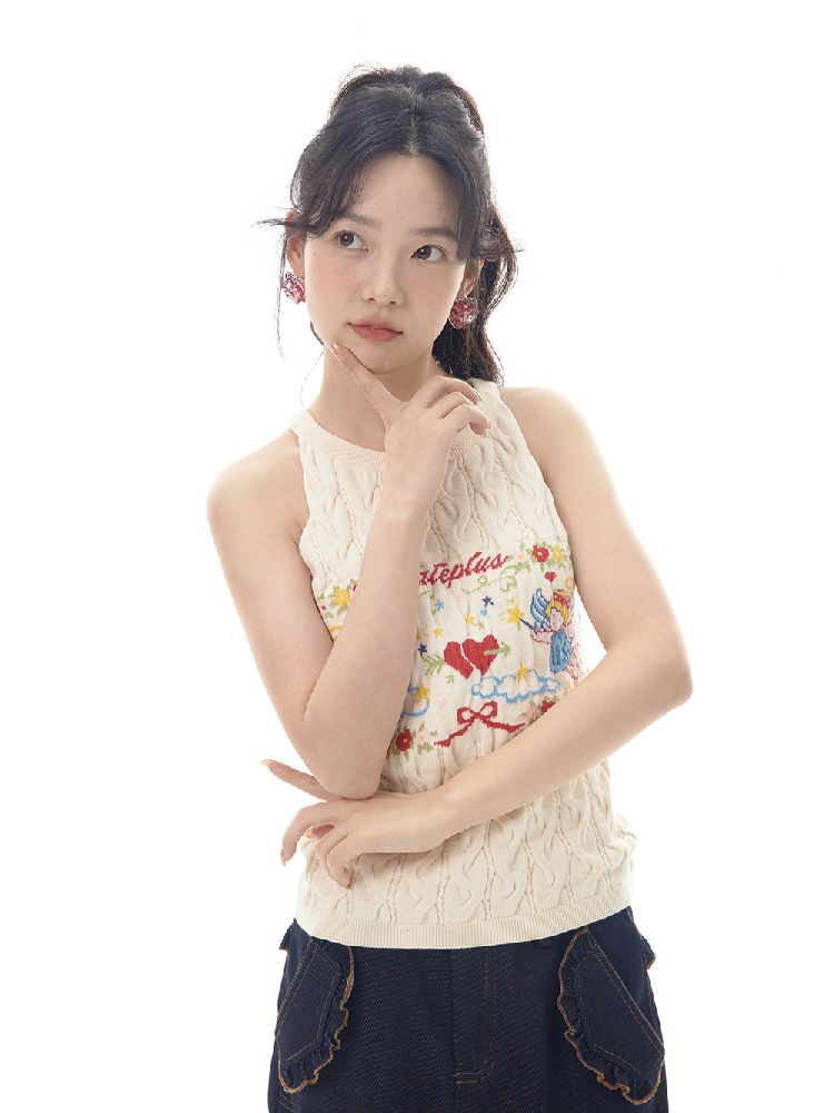 Angel Pattern Sleeveless Camisole Tank Top【s0000012007】