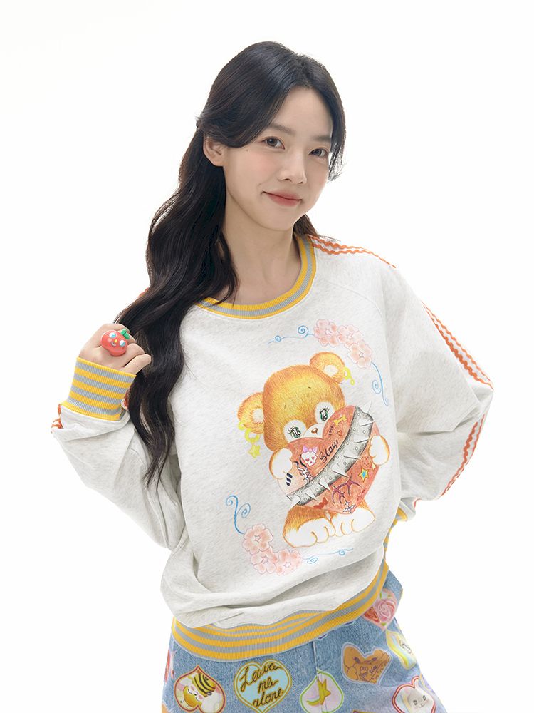 Bear Illustration Sports Sweatshirt [S0000010518]