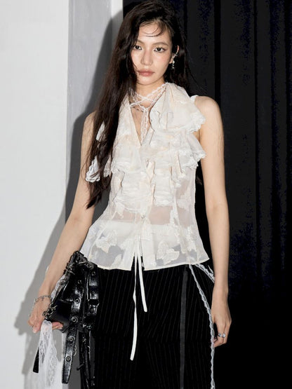 Stacked Collar Backless Neck Tank Top【s0000013206】