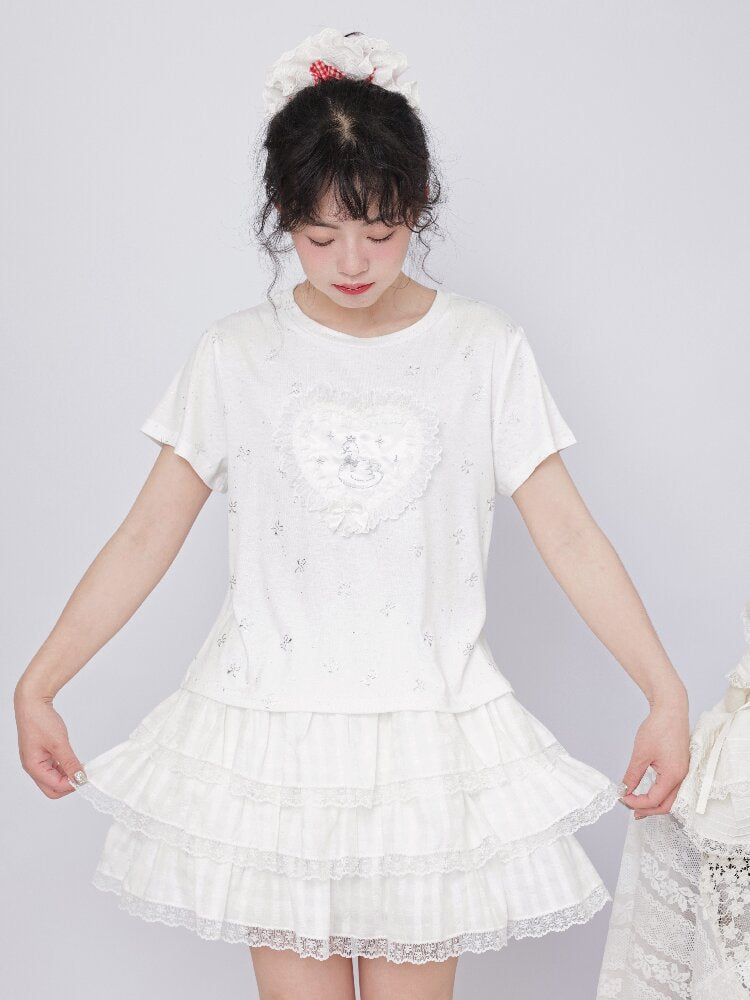 Silver Foil Trim Ballet Bear Shirt【s0000017484】