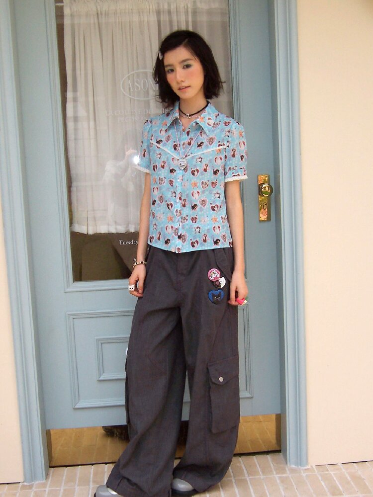 Lace Printed Short Sleeve Shirt【s0000016653】