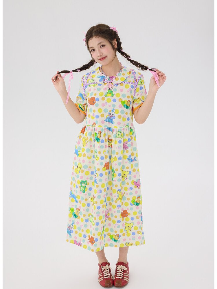 Polka Dot Animal Graffiti Dress【s0000016713】