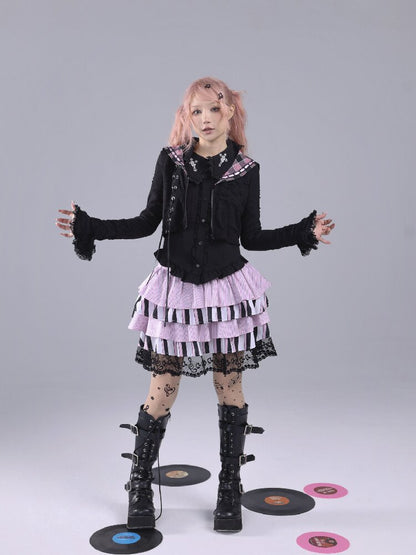 Striped Note Element Puffy Skirt【s0000016225】