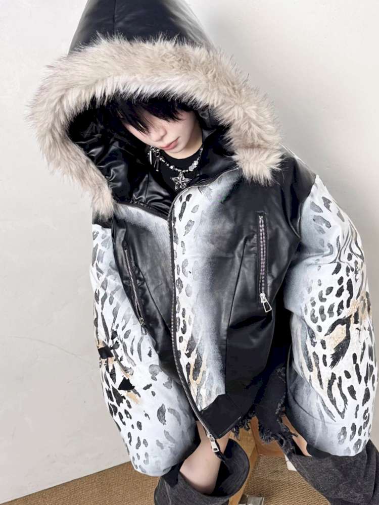 Gradient Cotton Hooded Leopard Jacket【s0000014863】