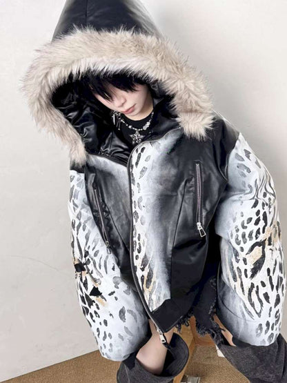 Gradient Cotton Hooded Leopard Jacket【s0000014863】