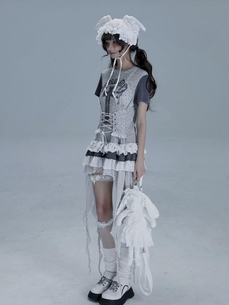 Irregular Lace Skirt Long Tee【s0000013485】