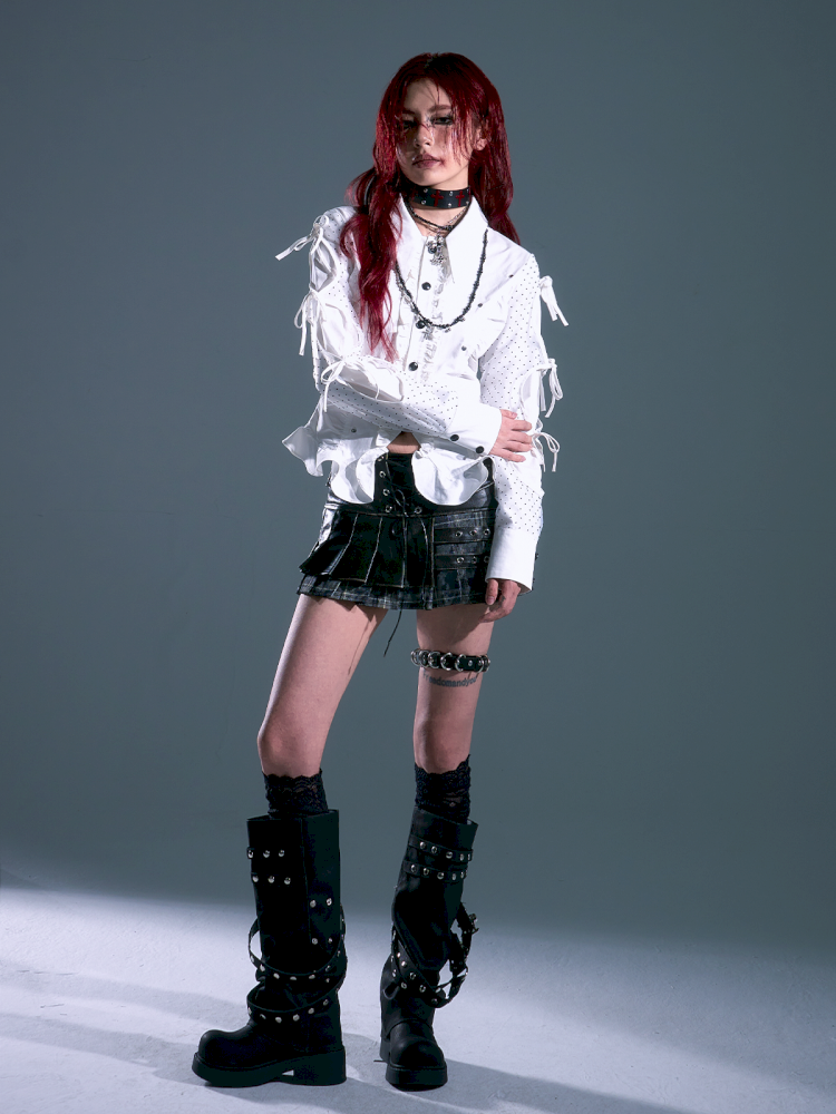 Low Waist Tie Pleated Plaid Skirt【s0000013693】
