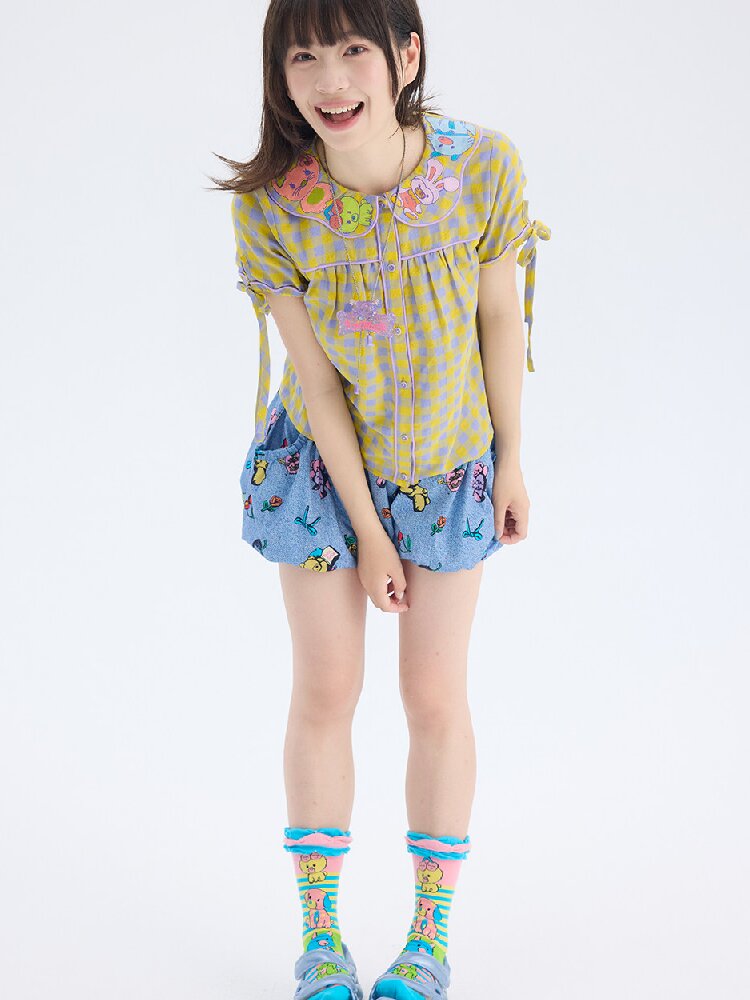 Animal Embroidered Doll Collar Shirt【s0000017695】