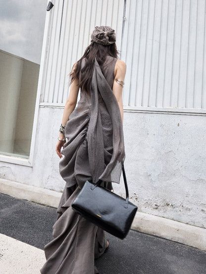 Modern Sculptural Pleated Vest【s0000016864】