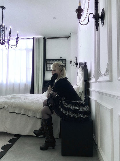 Black Lace Top And Skirt Set【s0000016391】