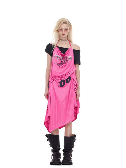 A-line Y2K sports halter dress【s0000012974】