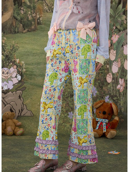 Stretch Floral Animal Print Pants【s0000017126】