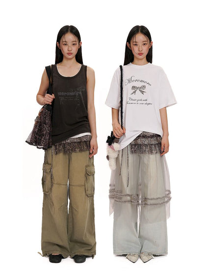 Patchwork Mesh Blouse【s0000012513】