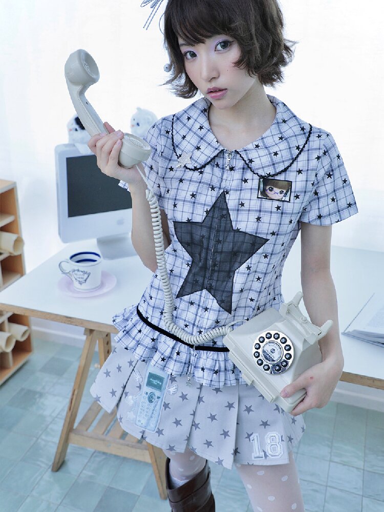 Old-School Zipper Star Pattern Shirt【s0000017127】