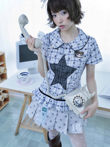 Old-School Zipper Star Pattern Shirt【s0000017127】
