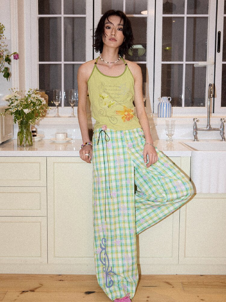 Plaid Print Loose Straight Pants【s0000016660】