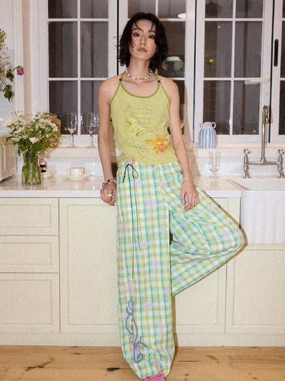 Plaid Print Loose Straight Pants【s0000016660】