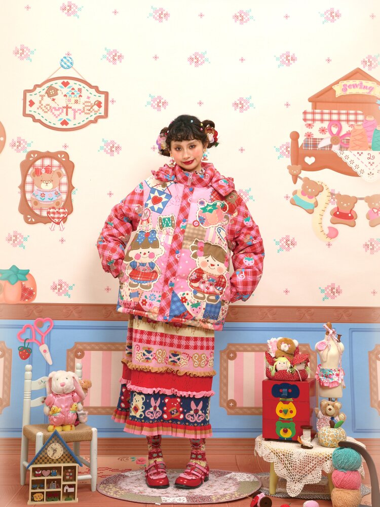 Red Pink White Duck Down Jacket【s0000015567】
