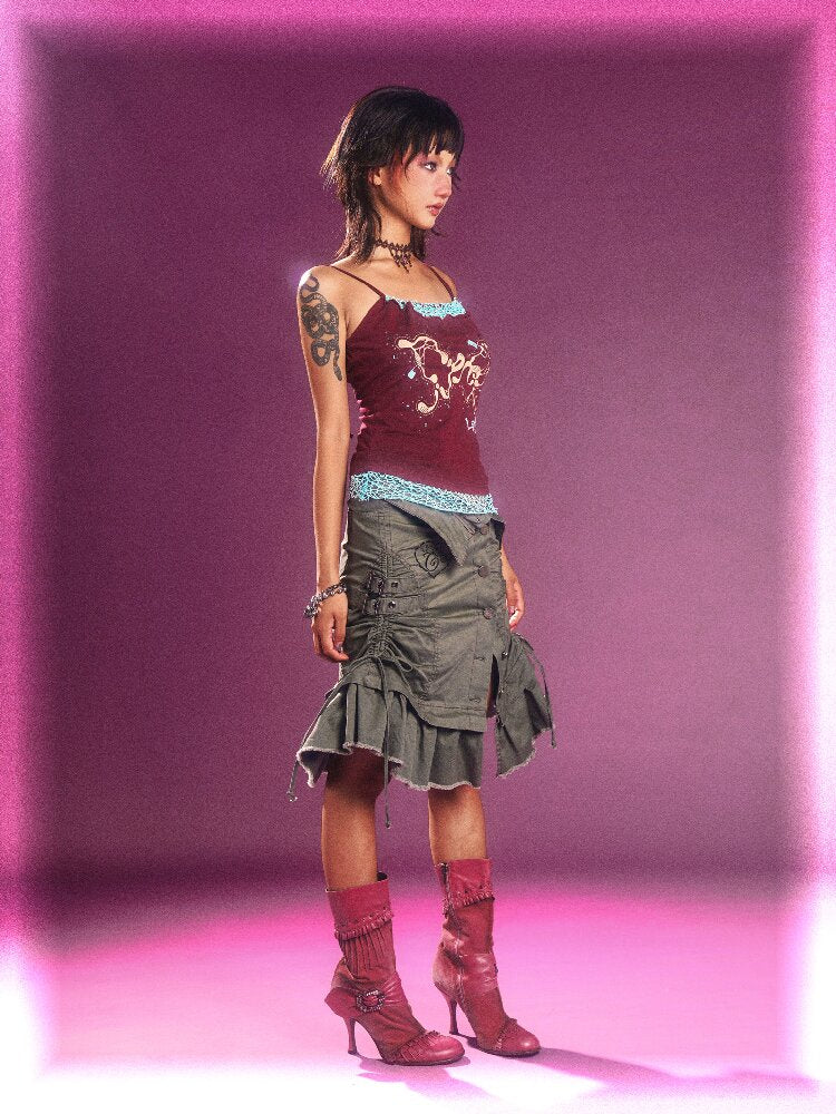 Waste Fabric Ruffle Embroidered Skirt【s0000016858】