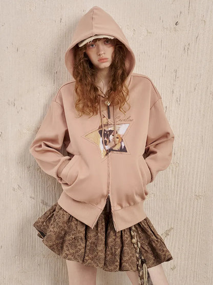 Oversized Long-Sleeve Zipper Hoodie Jacket【s0000014049】