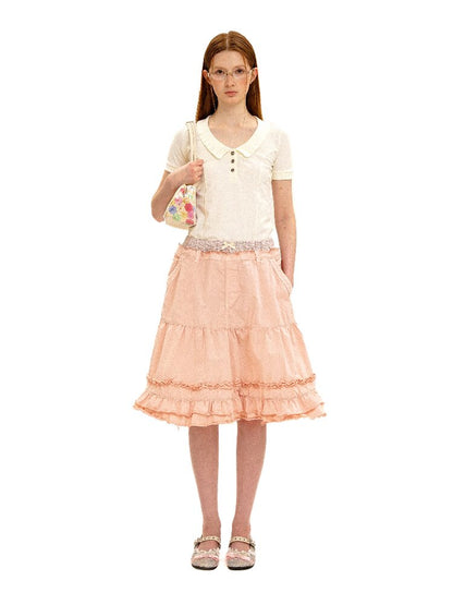 Fake Paneled Ruffled A-line Skirt【s0000016100】