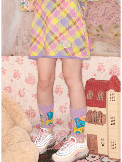 Two-Tone Check Knit Skirt【s0000014495】