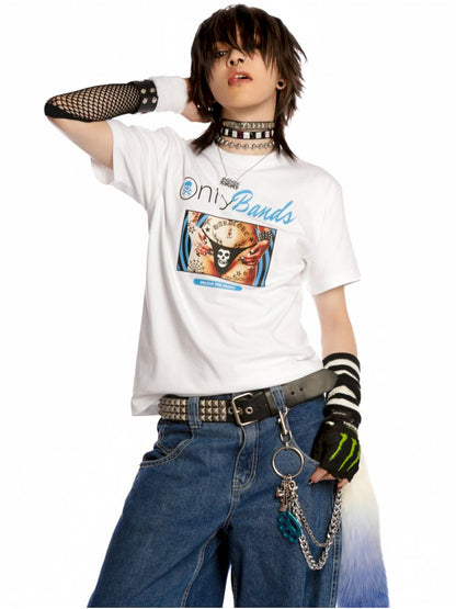 Y2K Street Unisex Peplum Shoulder T-Shirt【s0000013604】