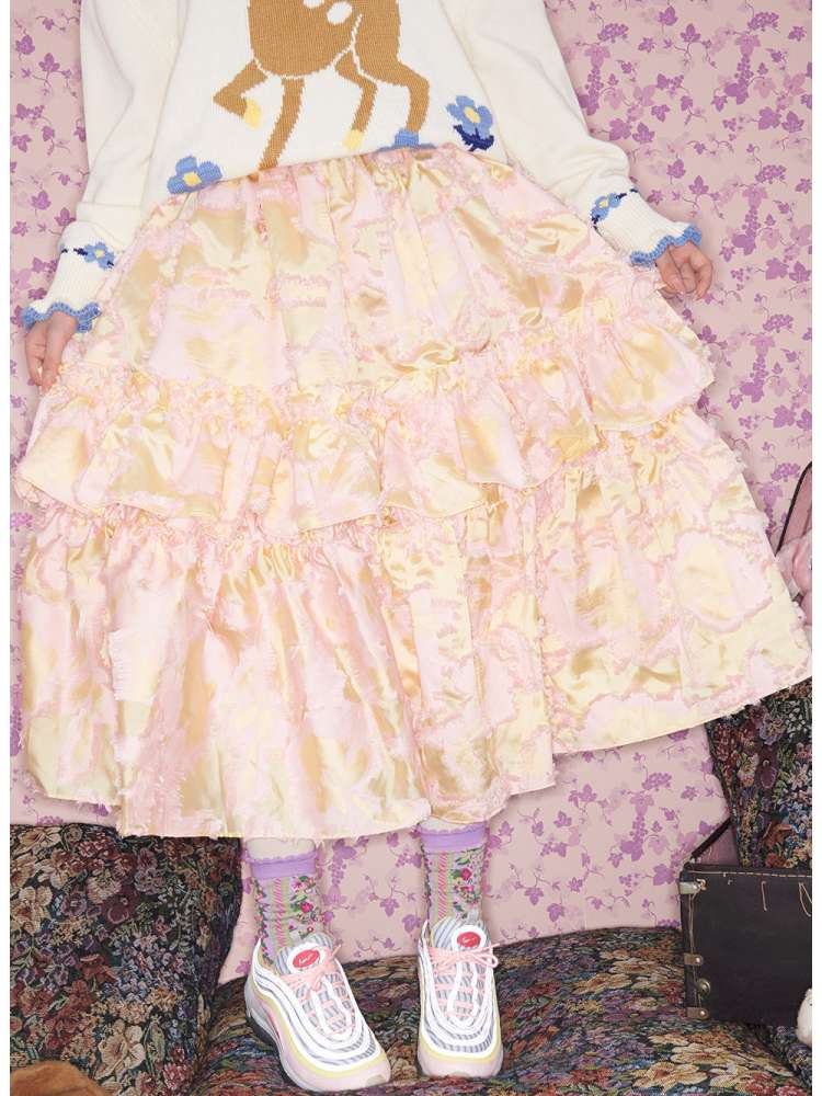 Custom Cut Multi-layer Ruffled Skirt【s0000015027】