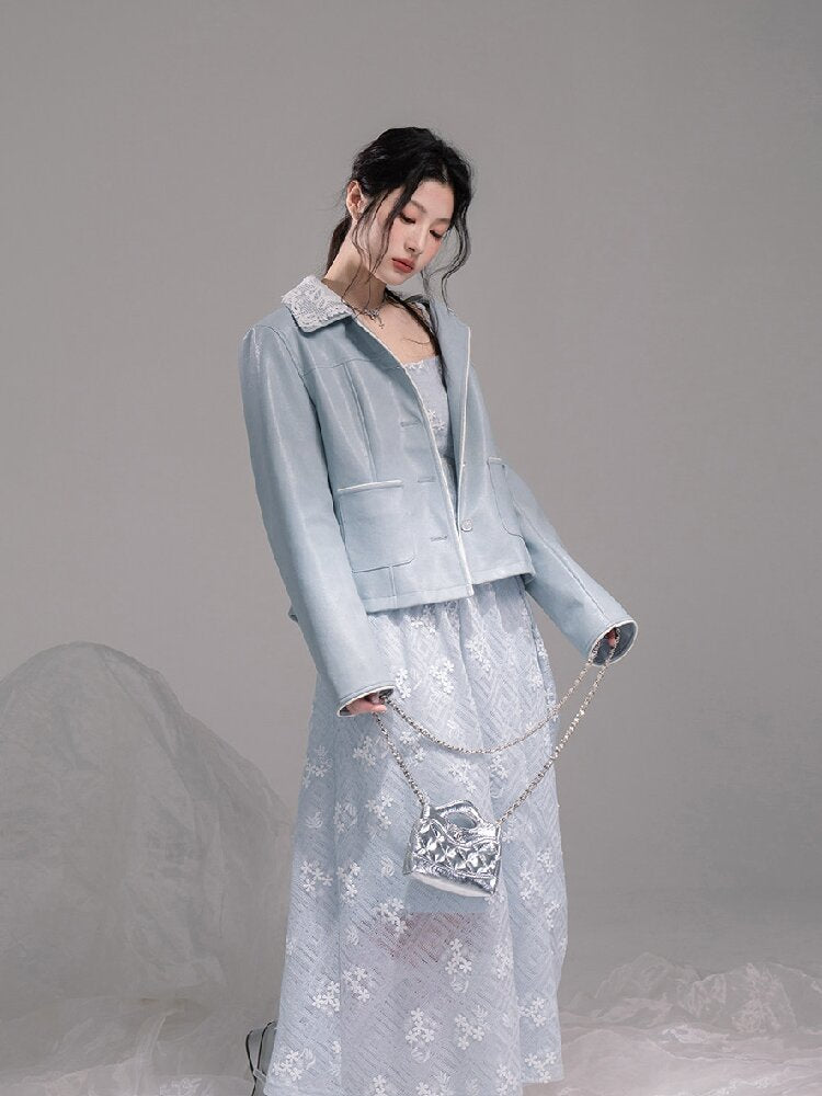 Detachable Lace Waist Leather Jacket【s0000015745】