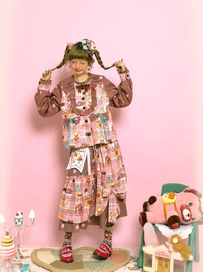 Pink-Brown Vintage Doll-Style Jacket【s0000014514】