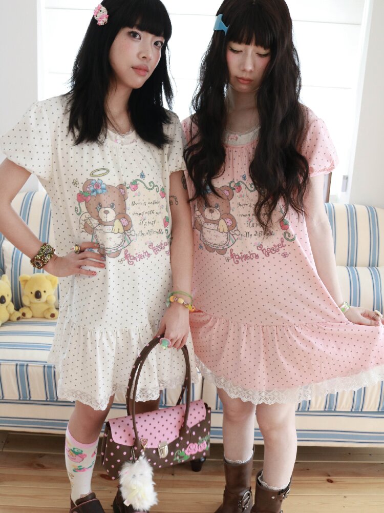 Bear Strawberry Lace Polka Dot Dress【s0000017508】