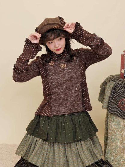 Vintage Girly Color-Blocked Floral Lace Base Layer【s0000014841】