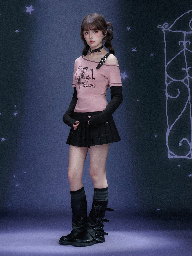 Fake Two Angel Printed T-shirt【s0000015767】