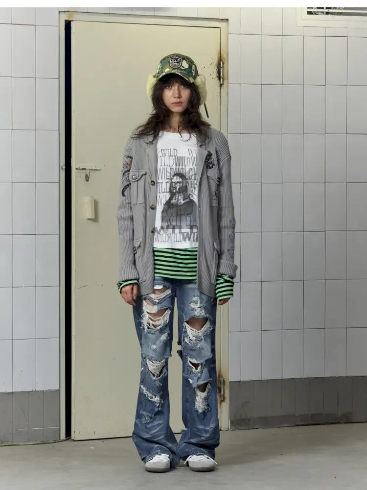 Patchwork Striped Long-Sleeve T-Shirt【s0000014207】