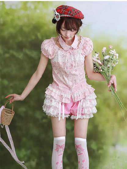 Pink Polka Dot Lolita Pants Skirt【s0000016552】